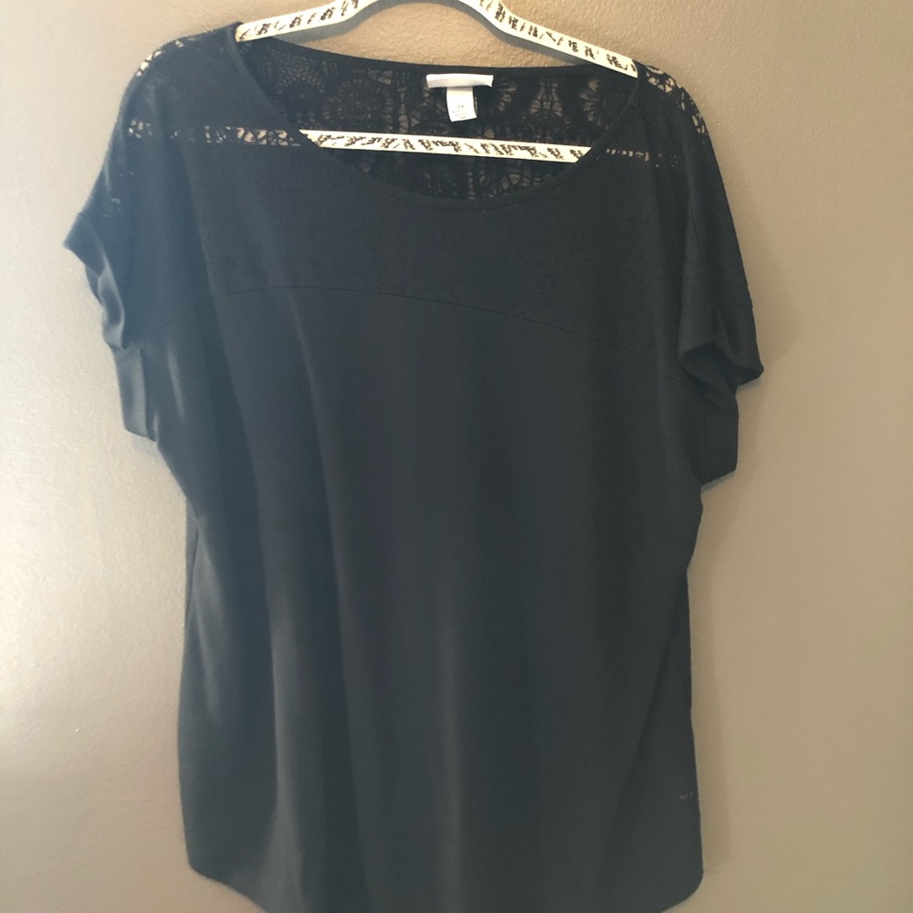 Ava & Viv Black Blouse with Lace Detail.